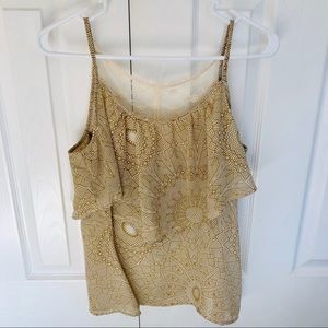 Kina Tiered Tank Top in Gold and Cream Size Medium